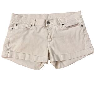 7 for all mankind ~ ivory denim shorts ~ size 31 ~ slight imperfection on right